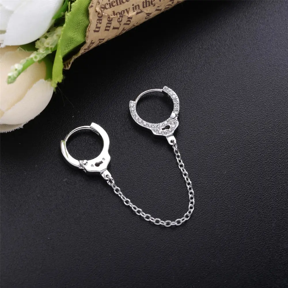 Baifenggenuoya S925 Silver Plain Silver Handcuffs Earrings