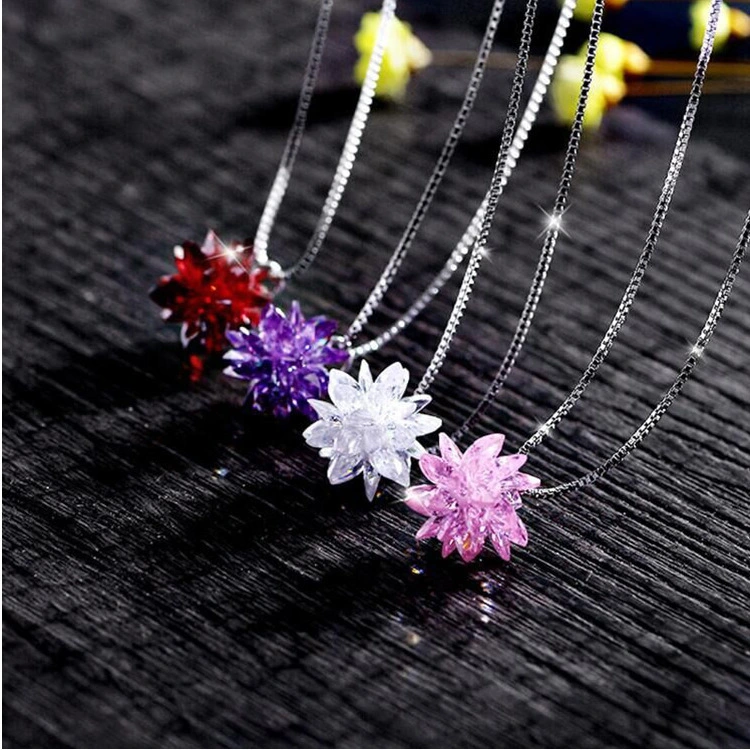 Zircon Small Flower Korean Style Hot Short Necklace Women