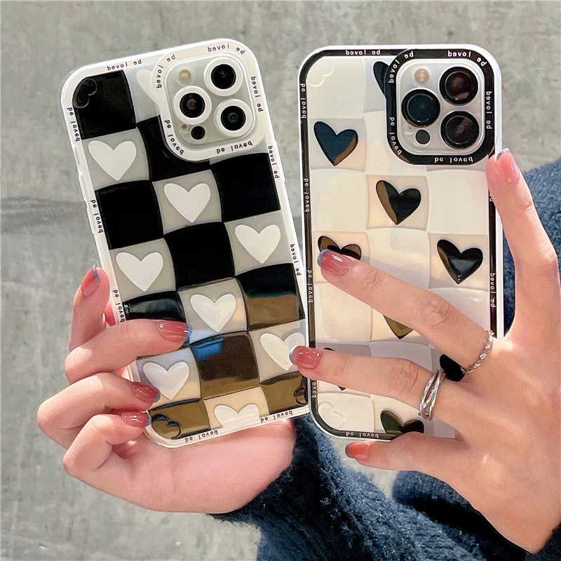 Chessboard Love Phone Transparent Soft Case