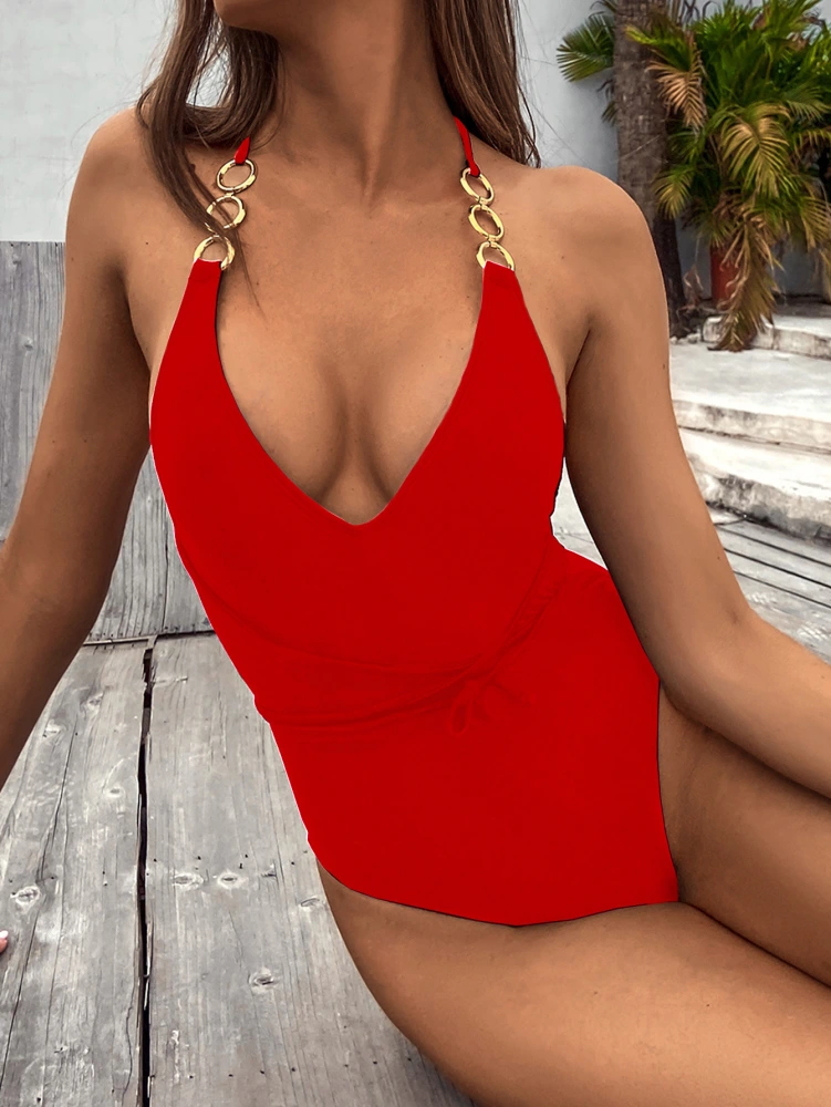 Aliexpress Zinc Female Solid Color One-Piece Swimsuit Sexy Bikini Bikini Yw19