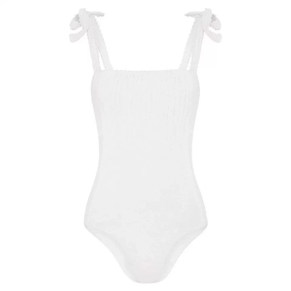 One-piece Swimsuit Sexy   Back Solid Color Ladies Gather Swimsuit