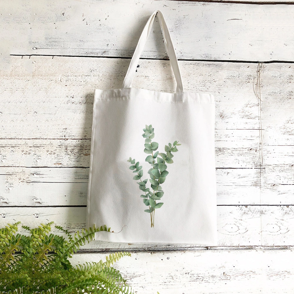 Plant Print Student Large-capacity Single Shoulder Canvas Bag