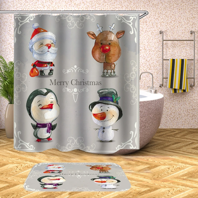 Christmas Personalized 3D Digital Printing Dacron Shower Curtain