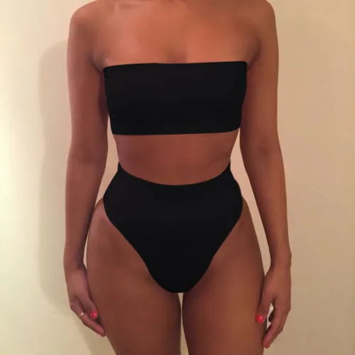 Sexy Solid Color Tube Top Two-piece Swimsuit