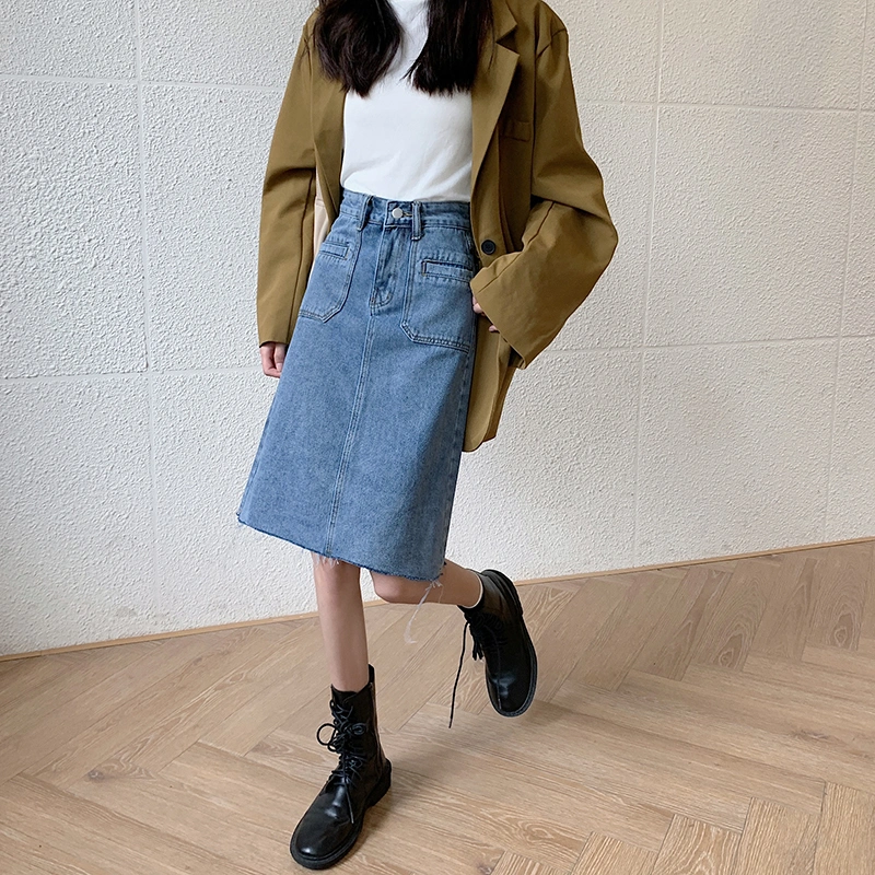 Large Denim Skirt For Women With Versatile High Waist