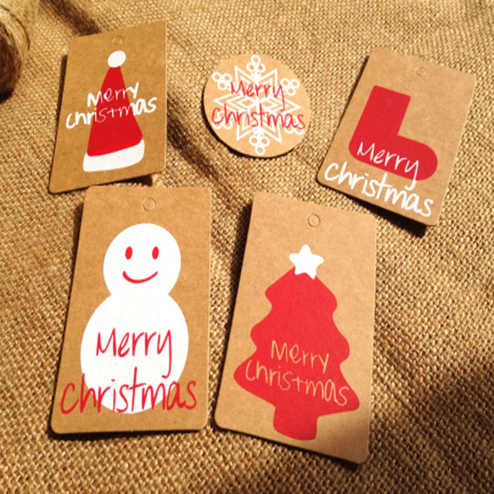 Vintage Kraft Paper Tag Red Christmas Hat