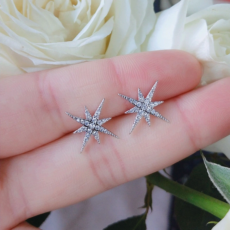 New Style Eight-Pointed Star Zircon Earrings Earrings Earrings Without Removing Earrings For Sleeping