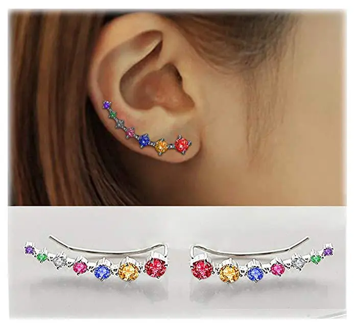 Korean Fashion Small  Full Diamond One Piece Earrings