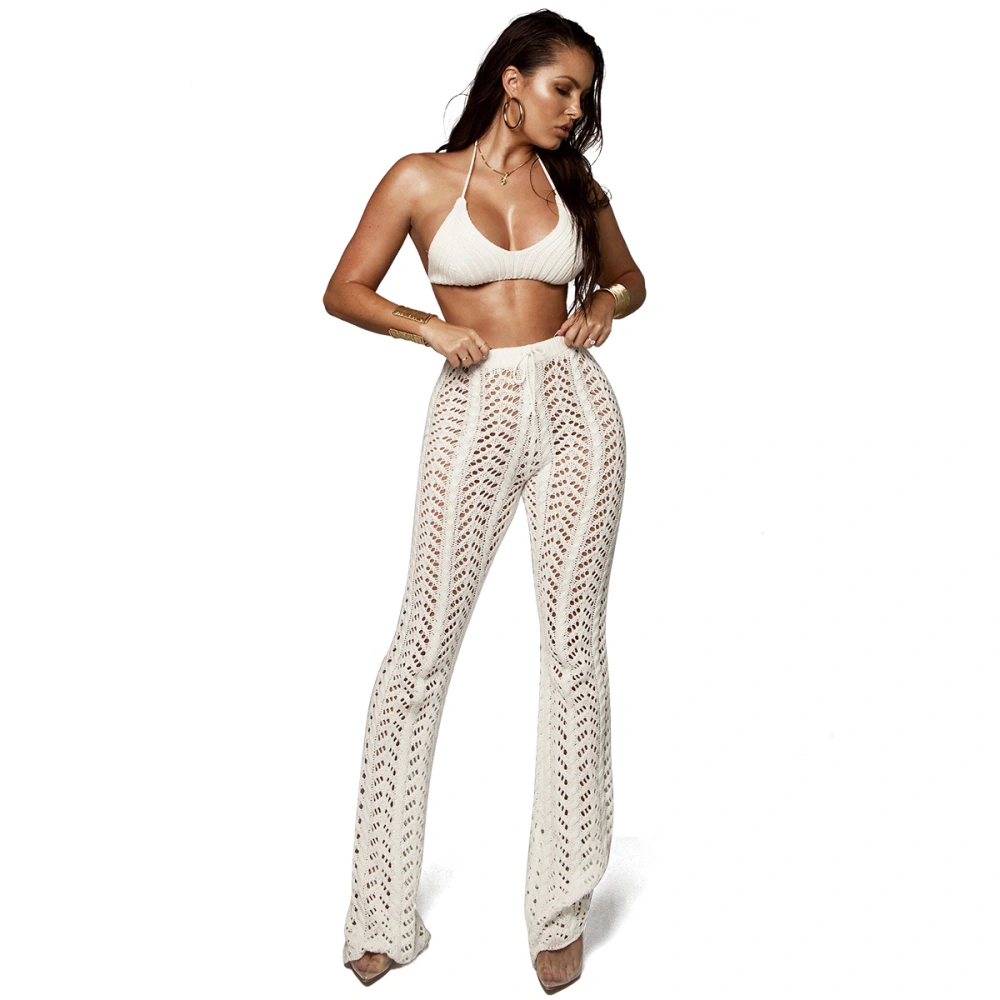 Women's nightclub cutout knitted trousers