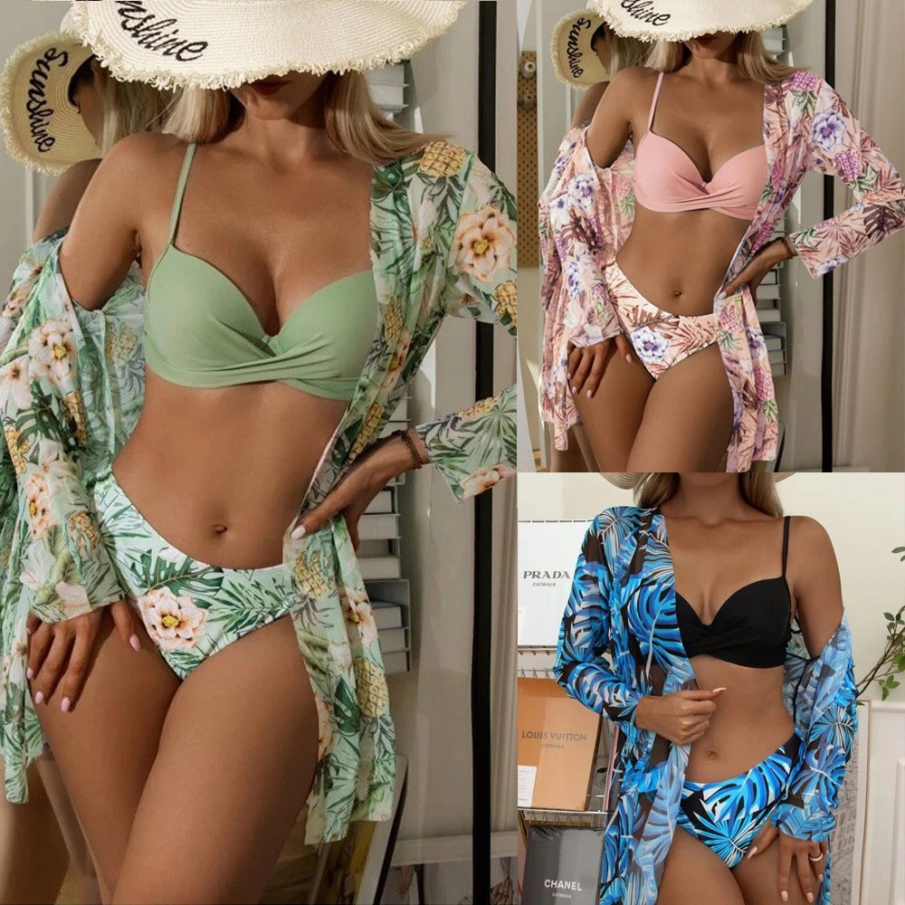 New swimsuit women's bikini three piece sexy open back