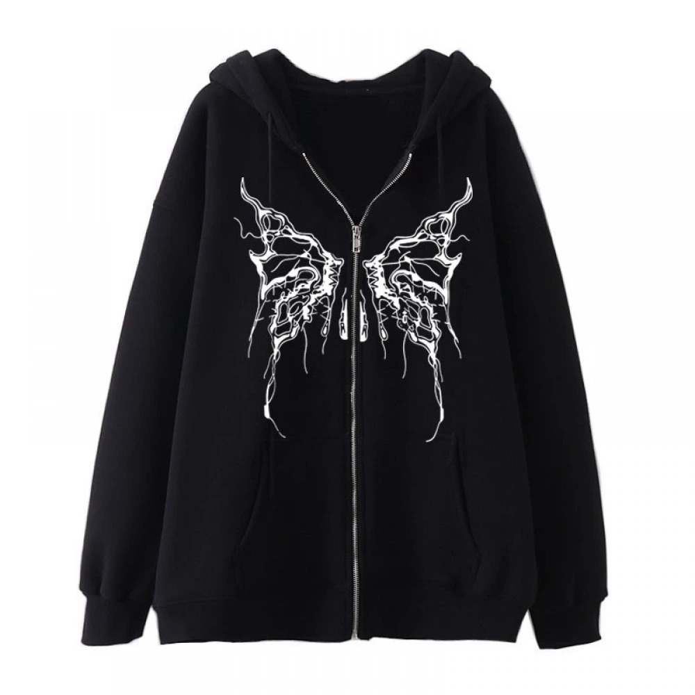 2023 New Dark Style Gothic Zipper Hooded Sweatshirt Y2k