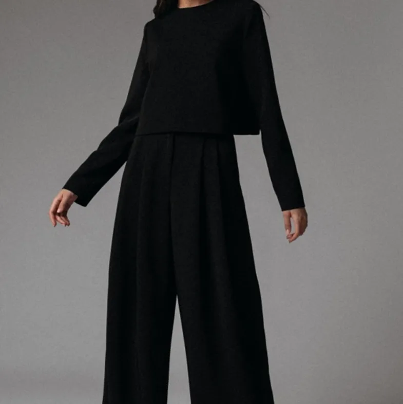 Fashion Casual Loose Long Sleeve Solid Color Two-piece Suit