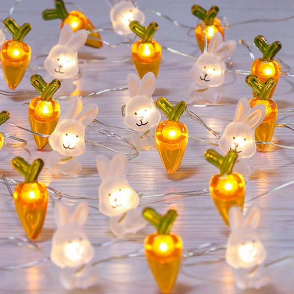 Easter LED Bunny String Lights Easter Decoration For Home Carrot Rabbit Fairy Light Supplies Happy Easter Gifts Party Favor