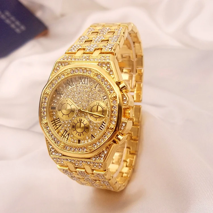 Three-eye Diamond Gypsophila Quartz Watch