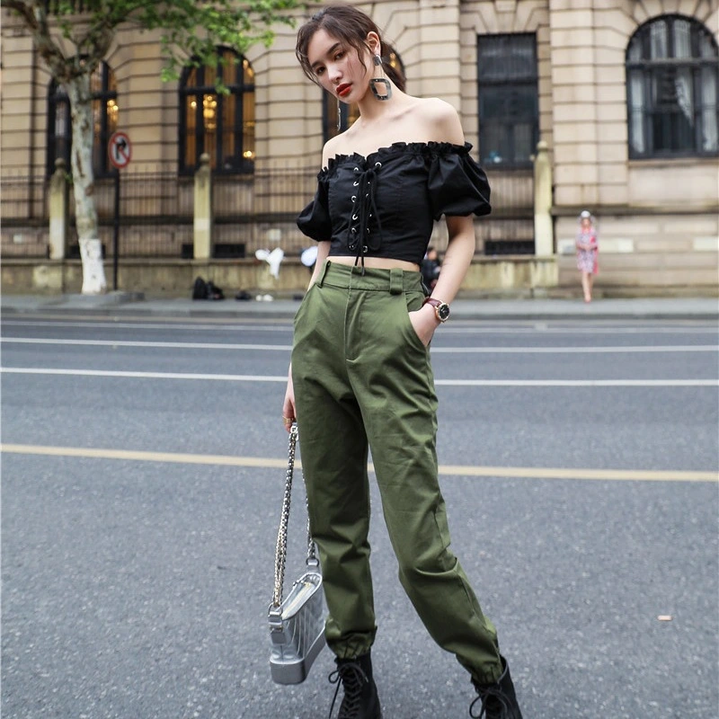 High waist overalls loose casual harem pants