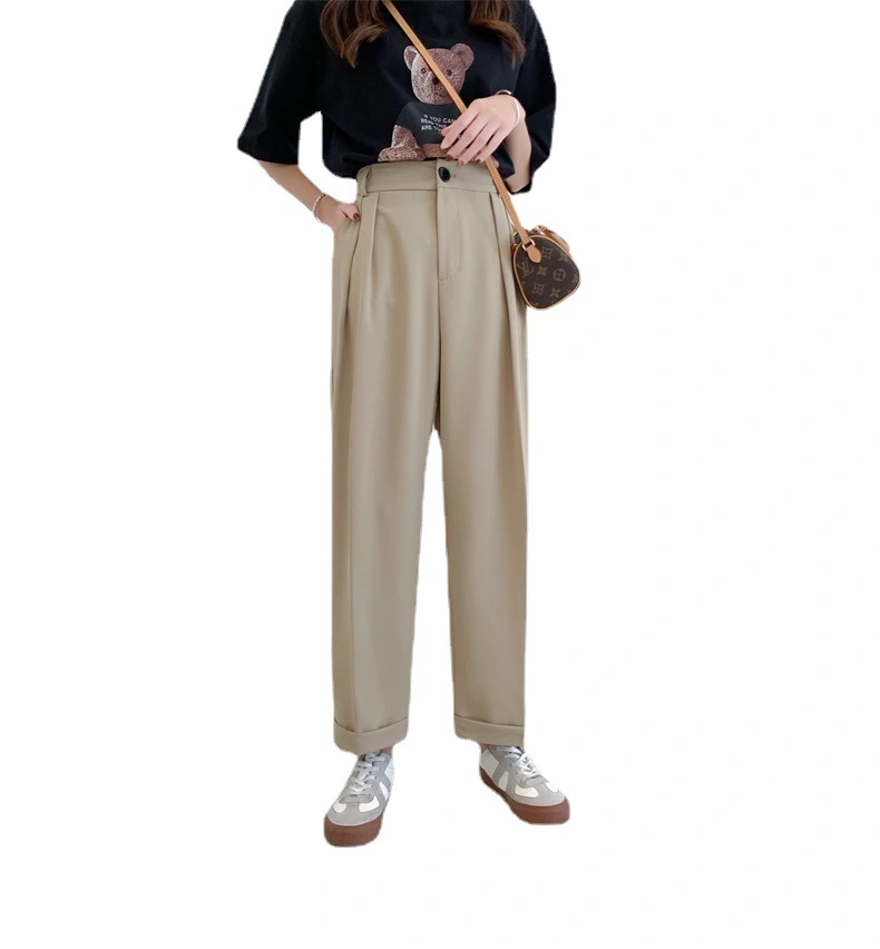 Women's Casual Pants Loose, Thin, High-waisted Temperament, All-match Nine-point Straight Suit Pants Women