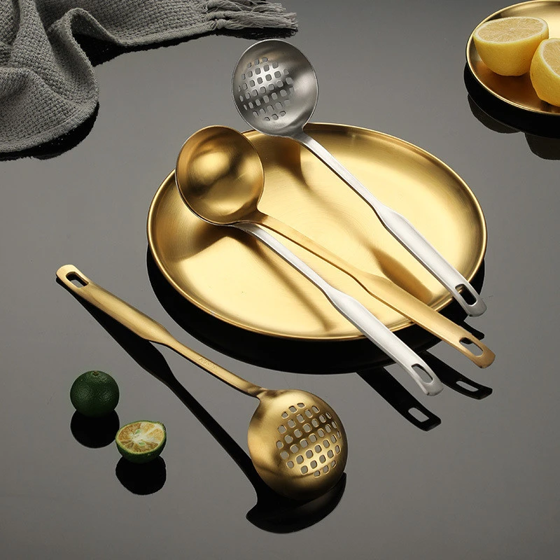 304 Stainless Steel Titanium Plated Golden Soup Spoon