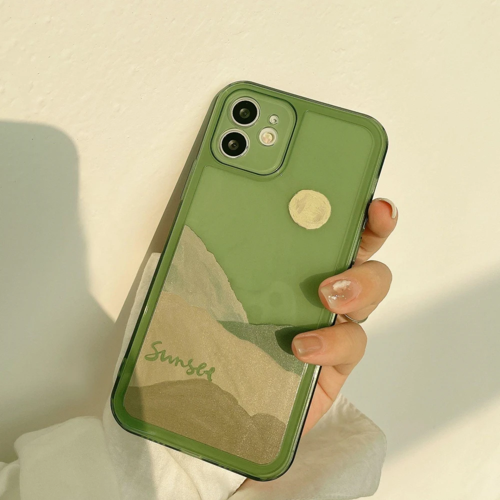 Creative Retro Phone Case Transparent Green All Inclusive