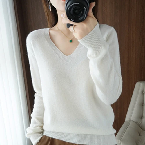 2023 NEW Leggings women's short loose pullover sweater solid color all-match long sleeve knitted top