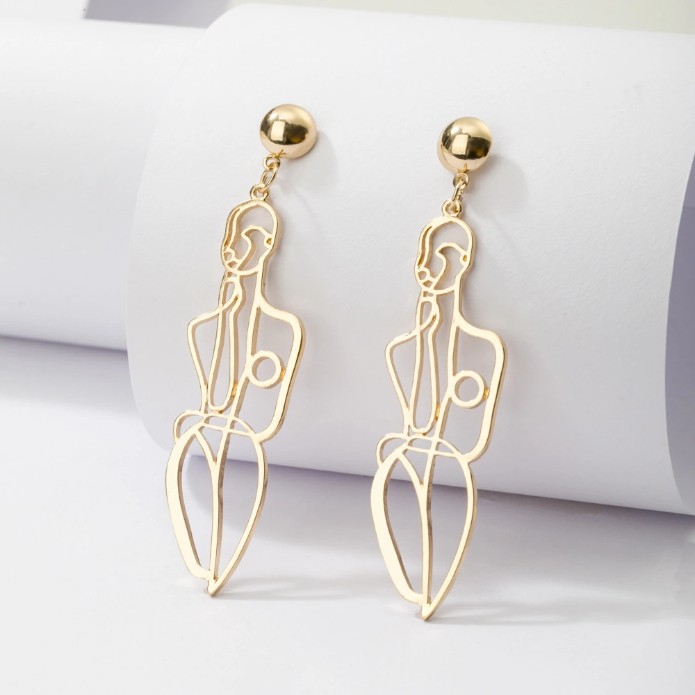 Shrink Creative Alloy Hollow Human Shape Earrings