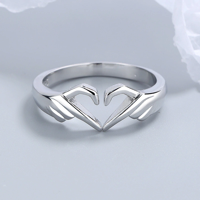 Popular 2023 Couple Hands Heart to Heart Ring Fashion Ring Jewelry Adjustable Women's Handwear