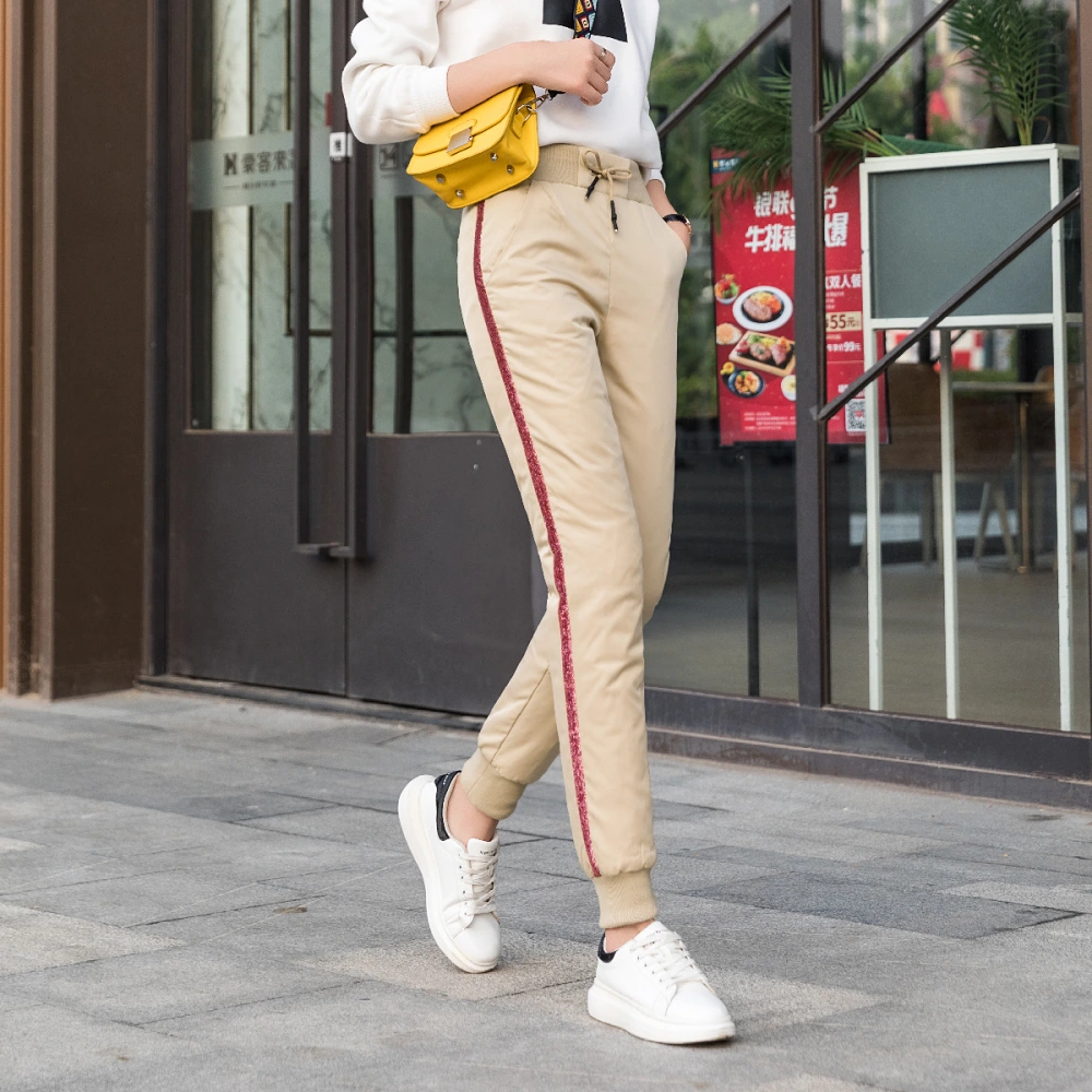 High Waist Outer Wear Thick Warm Trousers