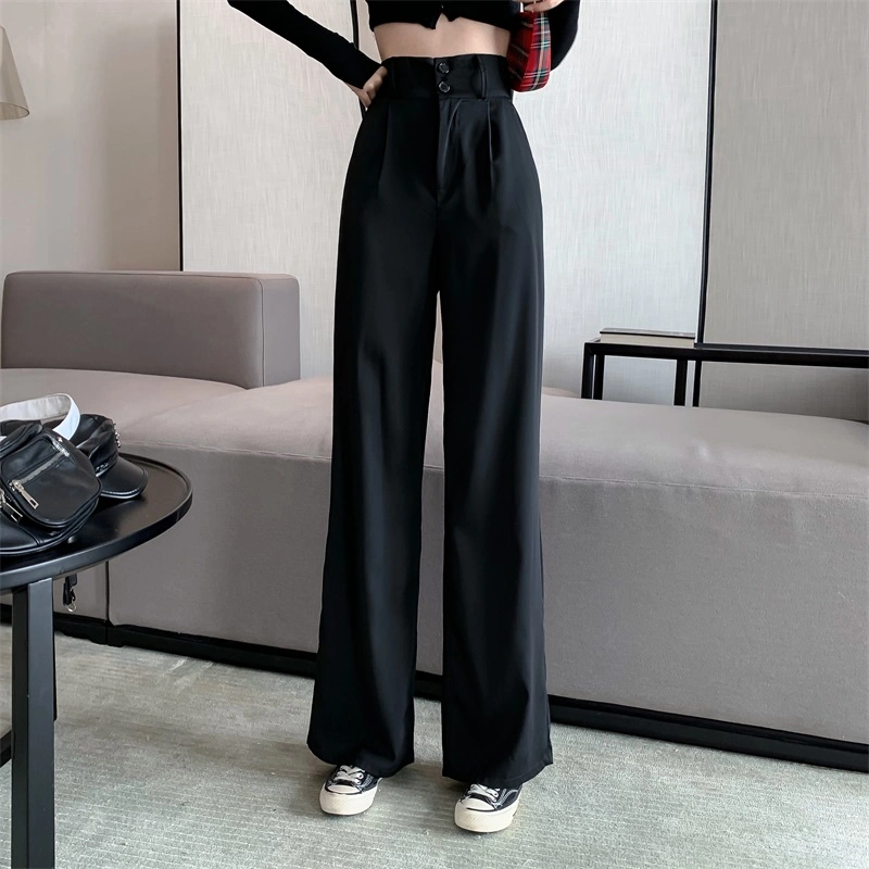 White Pants Women's High Waist Drape Suit Wide Leg Pants