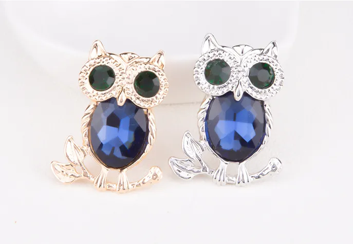 High-end Exquisite Handmade Owl Crystal Glass Brooch