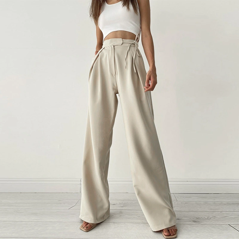 Fall Winter Commuter Mopping Wide Leg Trousers