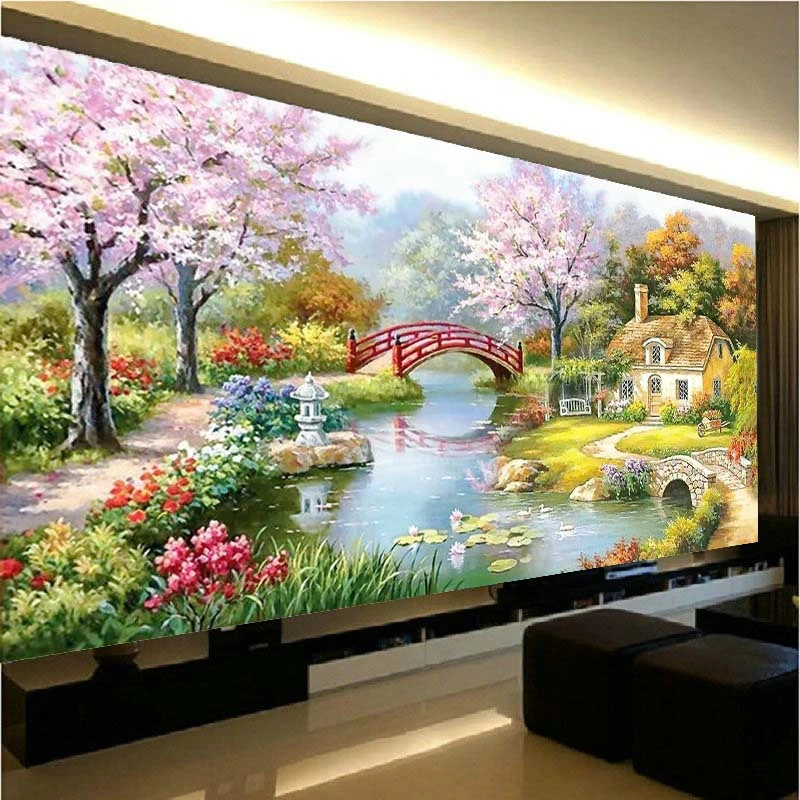 Cross - embroidered living room diamond painting