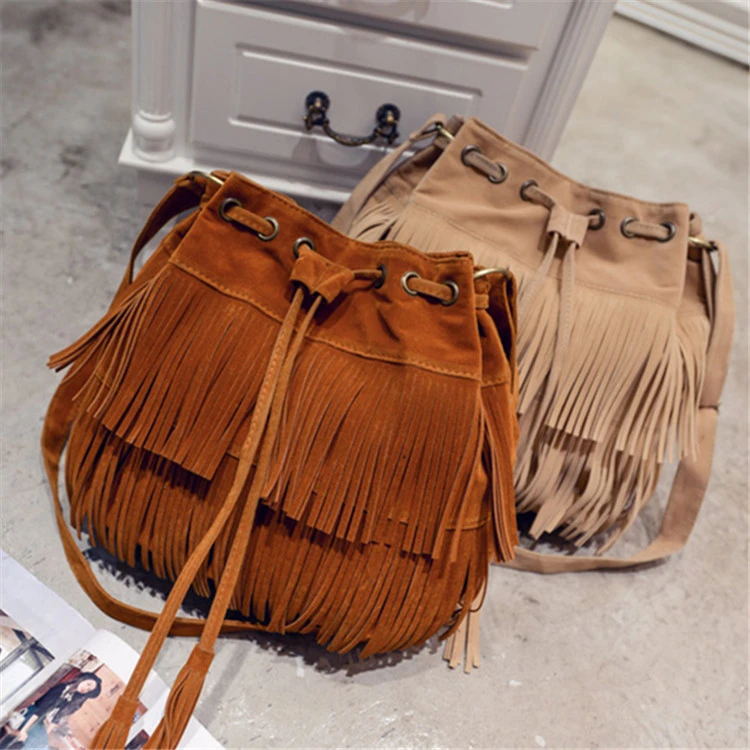 Women's Tassel Bucket Shoulder Big Bag