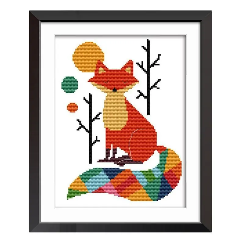 Colorful fox small simple DIY cross stitch set