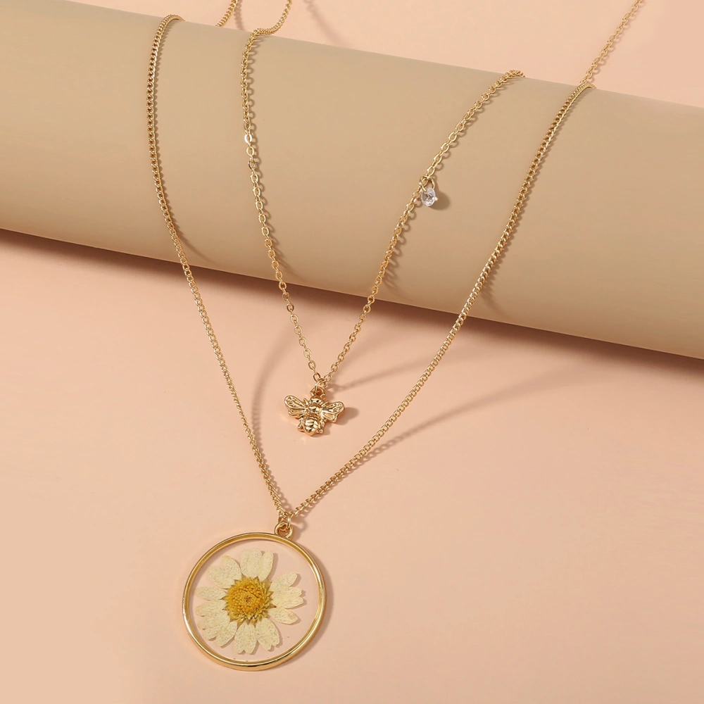 Natural Plant Dried Flower Chrysanthemum Pendant Necklace