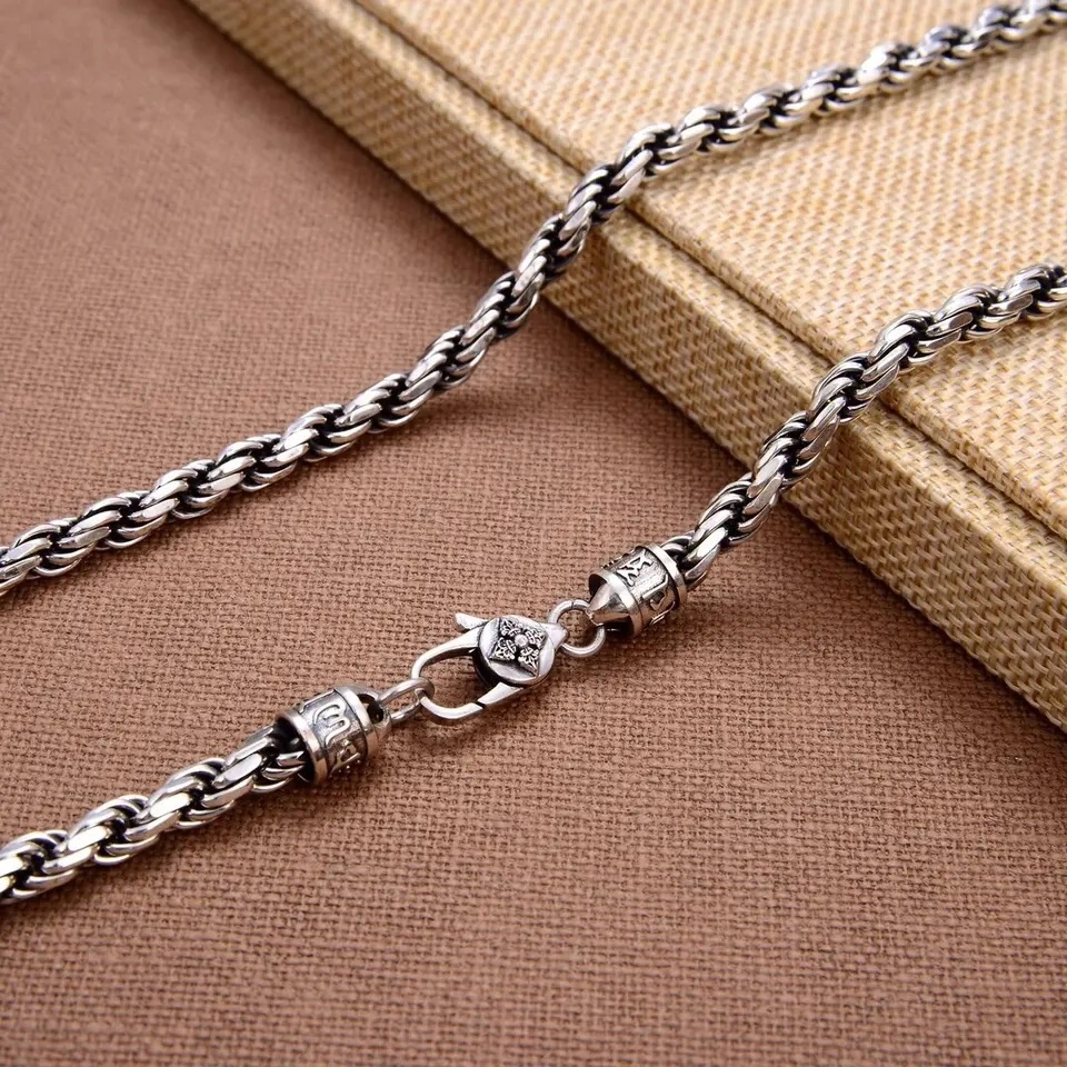 Antique Chain Necklace In Sterling Silver