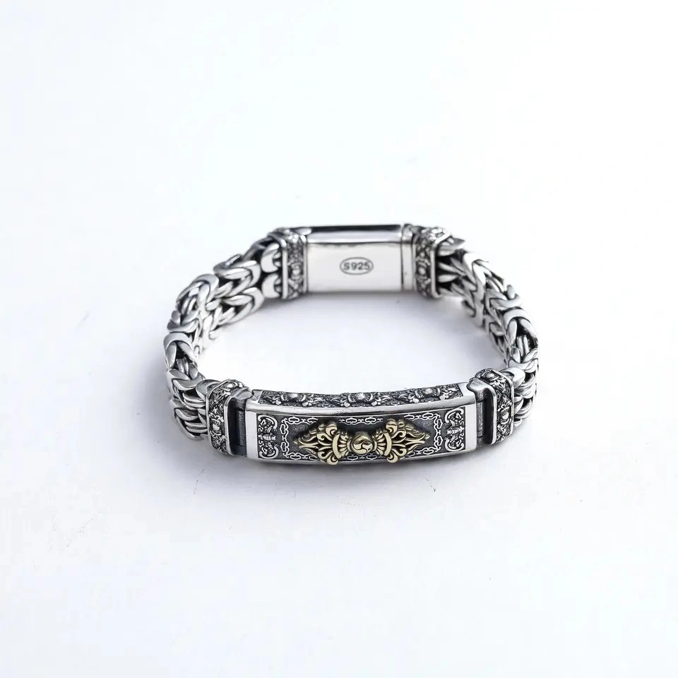 Thick Antique Bracelet In Sterling Silver