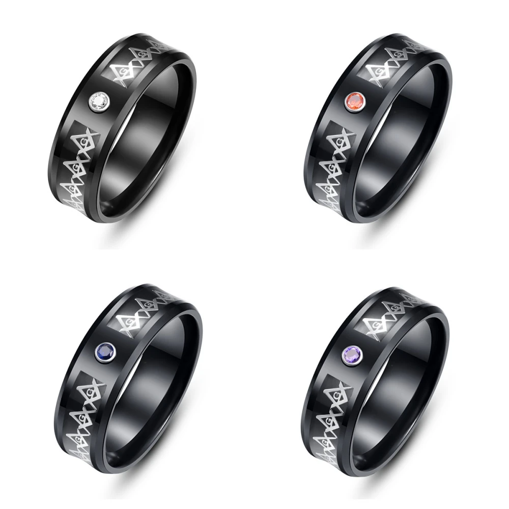 Fashion Color Zirconia Stainless Steel Ring