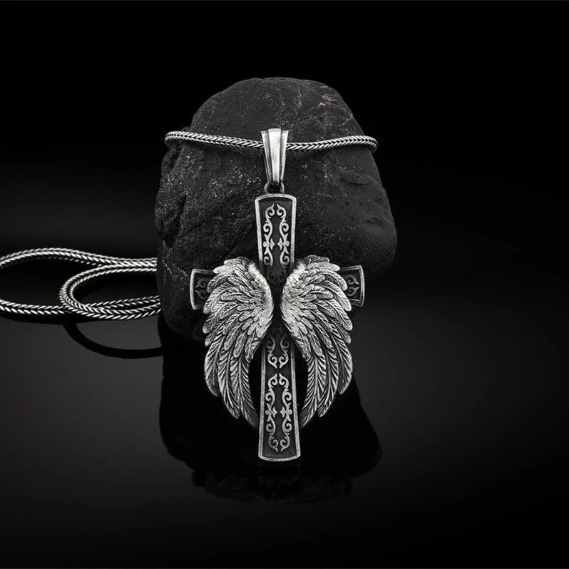 Mens Fashion Vintage Wing Shape Pendant Necklace