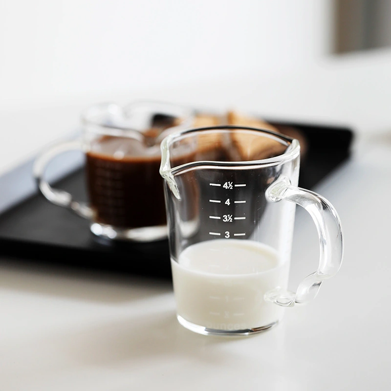 Oblique Mouth With Handle Coffee Cup Double Spout Glass Ounce Cup Mini Milk Cup