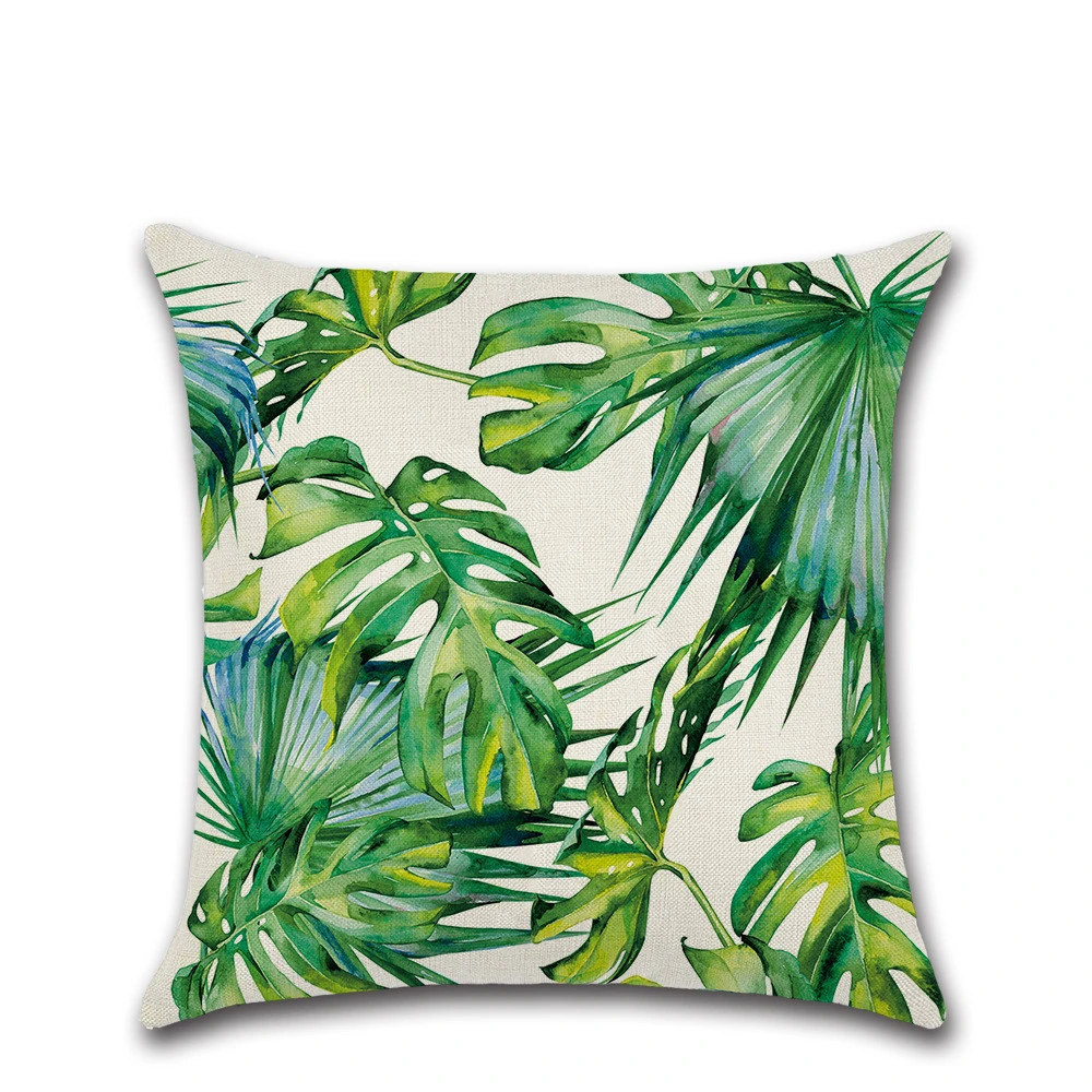 Tropical Plant Green Leaf Theme Pillowcase