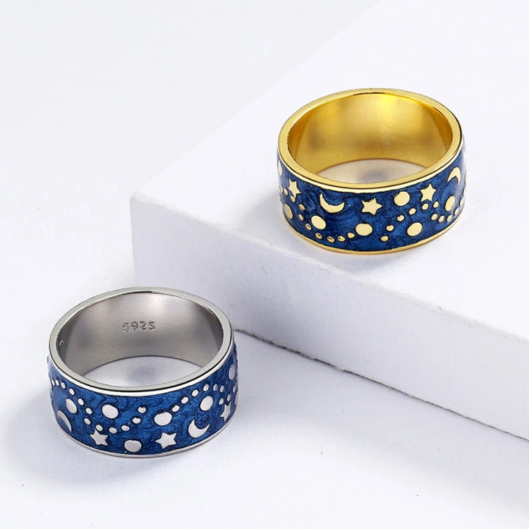 Starry Moon Design Cross-border Jewelry Couple Ring