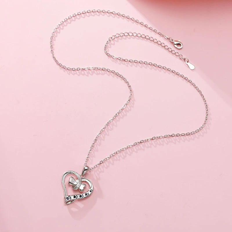 Hollow-out Two-color Love Footprints Pendant Necklace