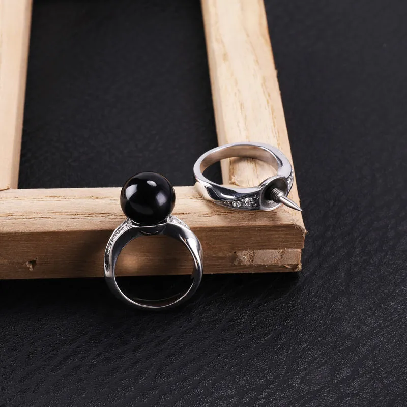 Black Beads Self-Defense Ring