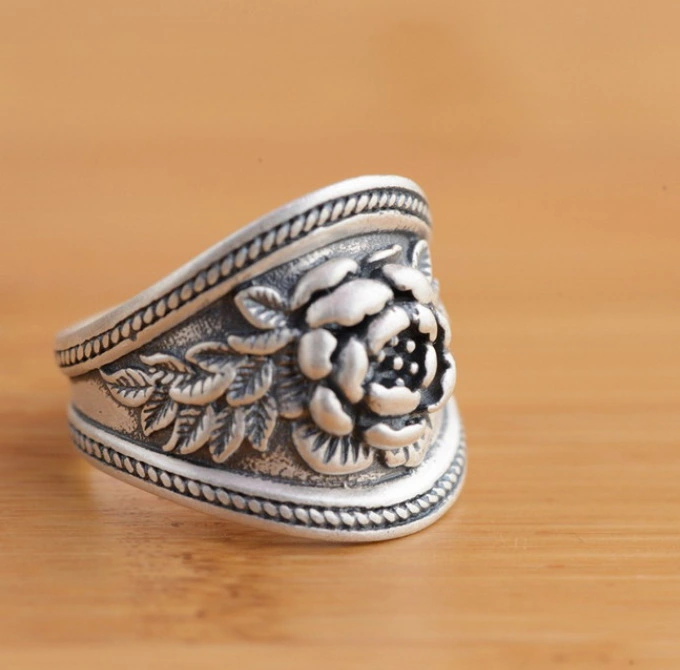 New Product Three Dimensional Rose Vintage Ring