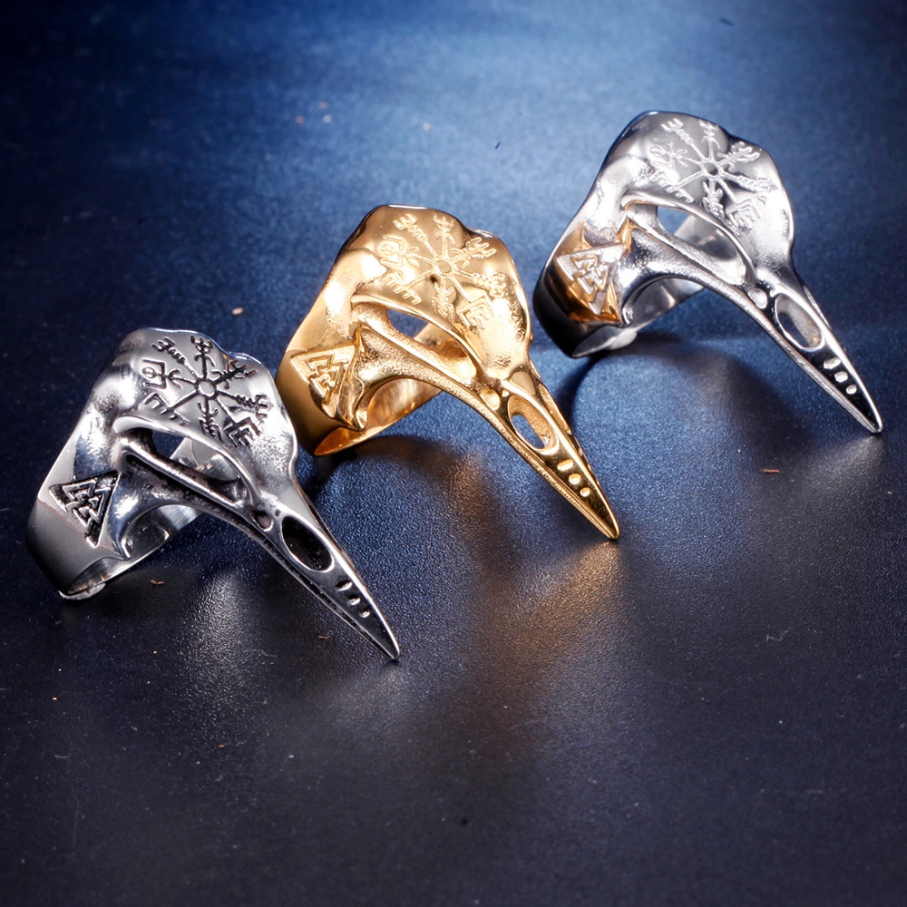 Vintage Men's Stainless Steel Plating Bird Head Ring