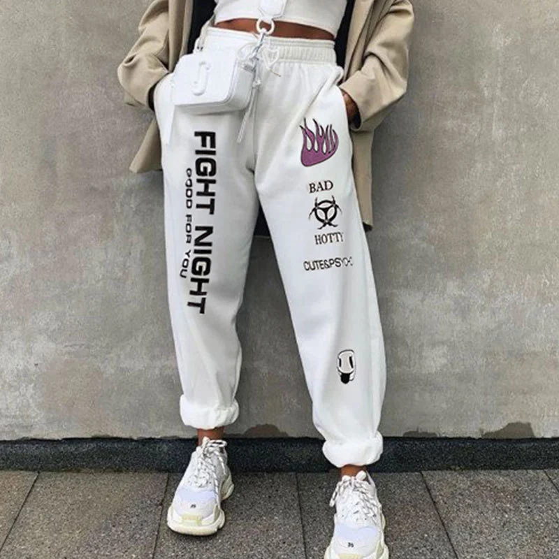 Pattern Printing Casual Sweater Pants Women's All-Match Sports Loose-Fitting Trousers