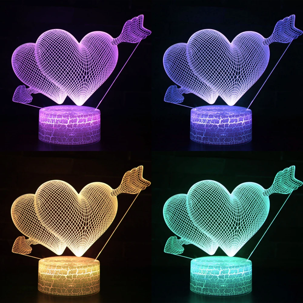 I LOVE YOU Sweet Lover Heart Balloon 3D LED USB Lamp Romantic Decorative Colorful Night Light Girlfriend Gift Mothers Day