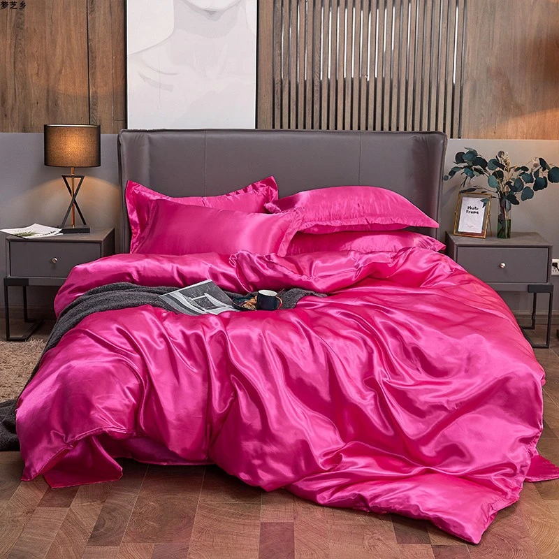 Pure Color Ice Silk Four-piece Bedding