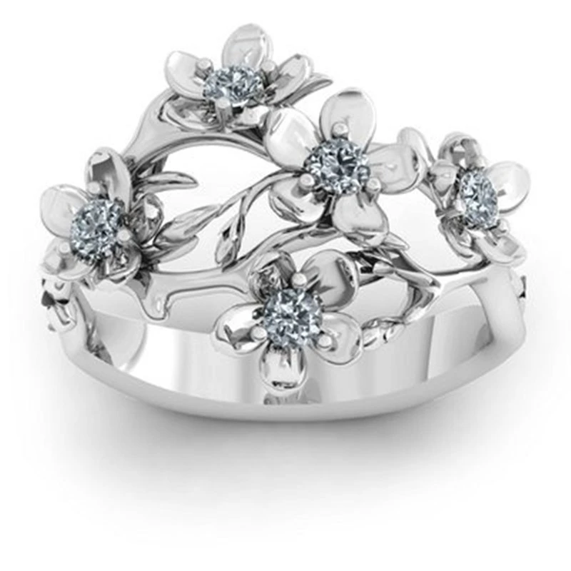 European And American Alloy Flower Ring Branch Ring