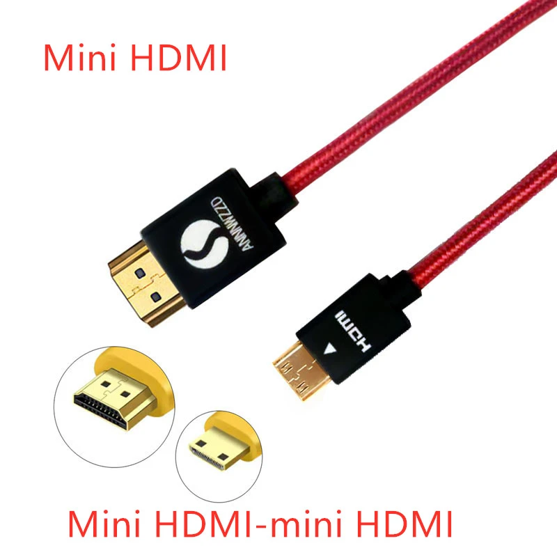 Mini HDMI To HDMI Cable Portable Monitor Flat Panel To TV 2.0 Conversion Cable