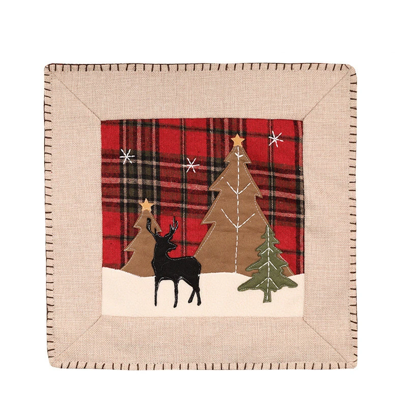 Nordic Christmas Cotton And Linen Fabric Plaid Pillowcase